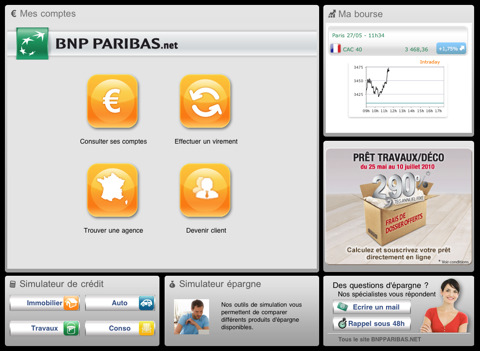 BNP PARIBAS : Sur l’iPad avec l’application "Mes Comptes"
